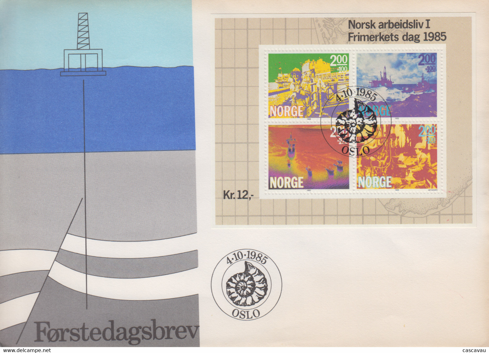 Enveloppe  FDC   1er   Jour   NORVEGE   Bloc  Feuillet   Journée  Du  Timbre   1985 - FDC