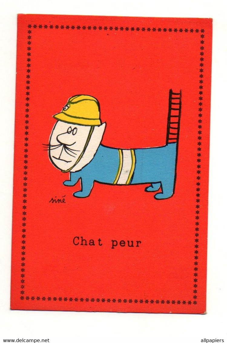 Carte Postale Chat Peur De Siné - éditions Pulcinella - Non Voyagée Vierge Au Verso - Sine