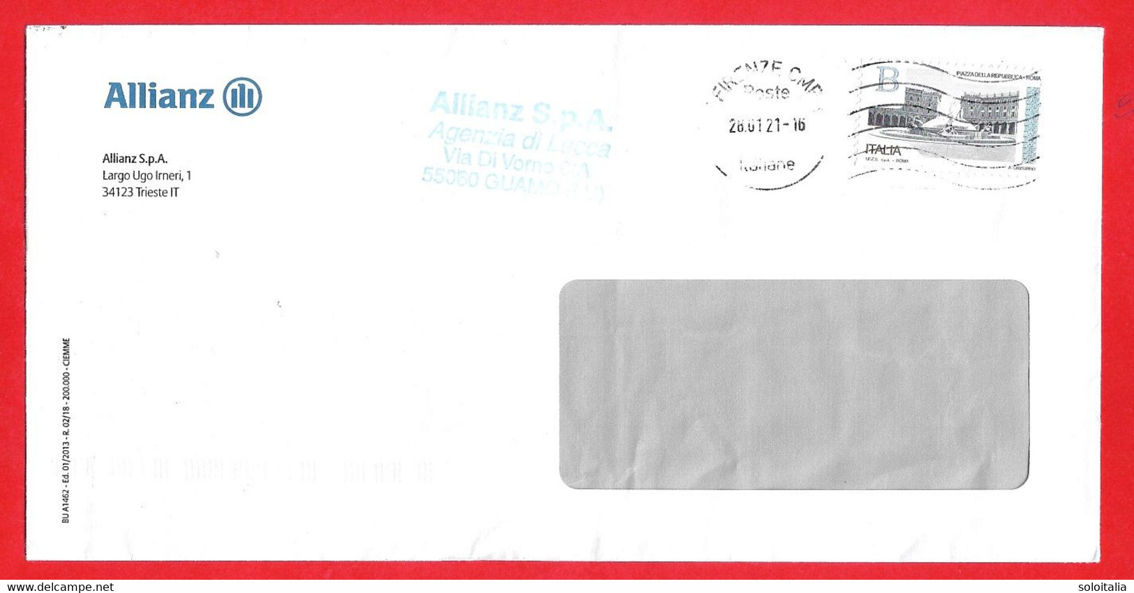 STORIA POSTALE 28.01.2021 Piazze D'Italia "B" (169) - 2021-...: Poststempel