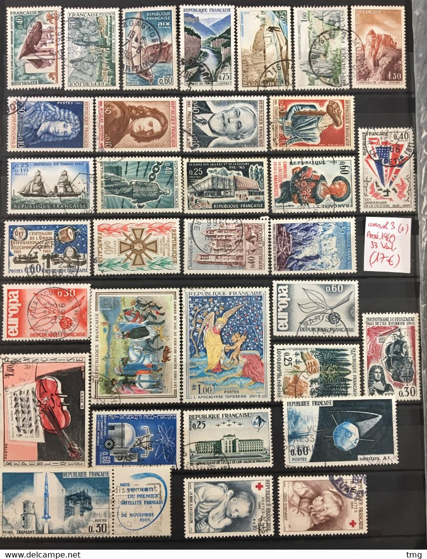 1965 (°) Oblitérés Année Complète 1965 YT 1435 A 1467 33 Timbres (17 Euros) France – Amscol3 - 1960-1969