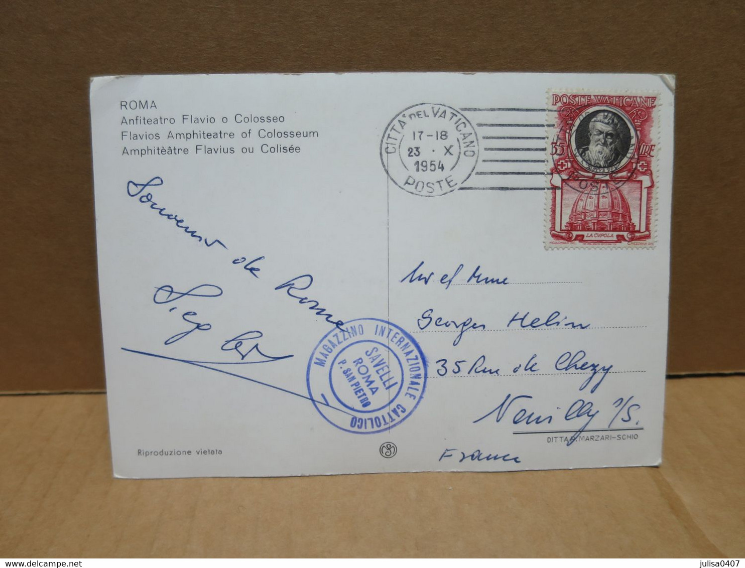POSTE VATICANE Carte Postale Avec Oblitération 1954 - Cartas & Documentos
