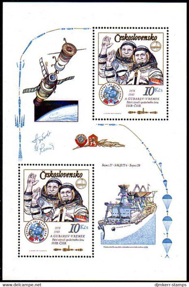 CZECHOSLOVAKIA 1983 Joint Soviet-Czech Space Flight Block MNH / **.  Michel Block 53 - Blocs-feuillets