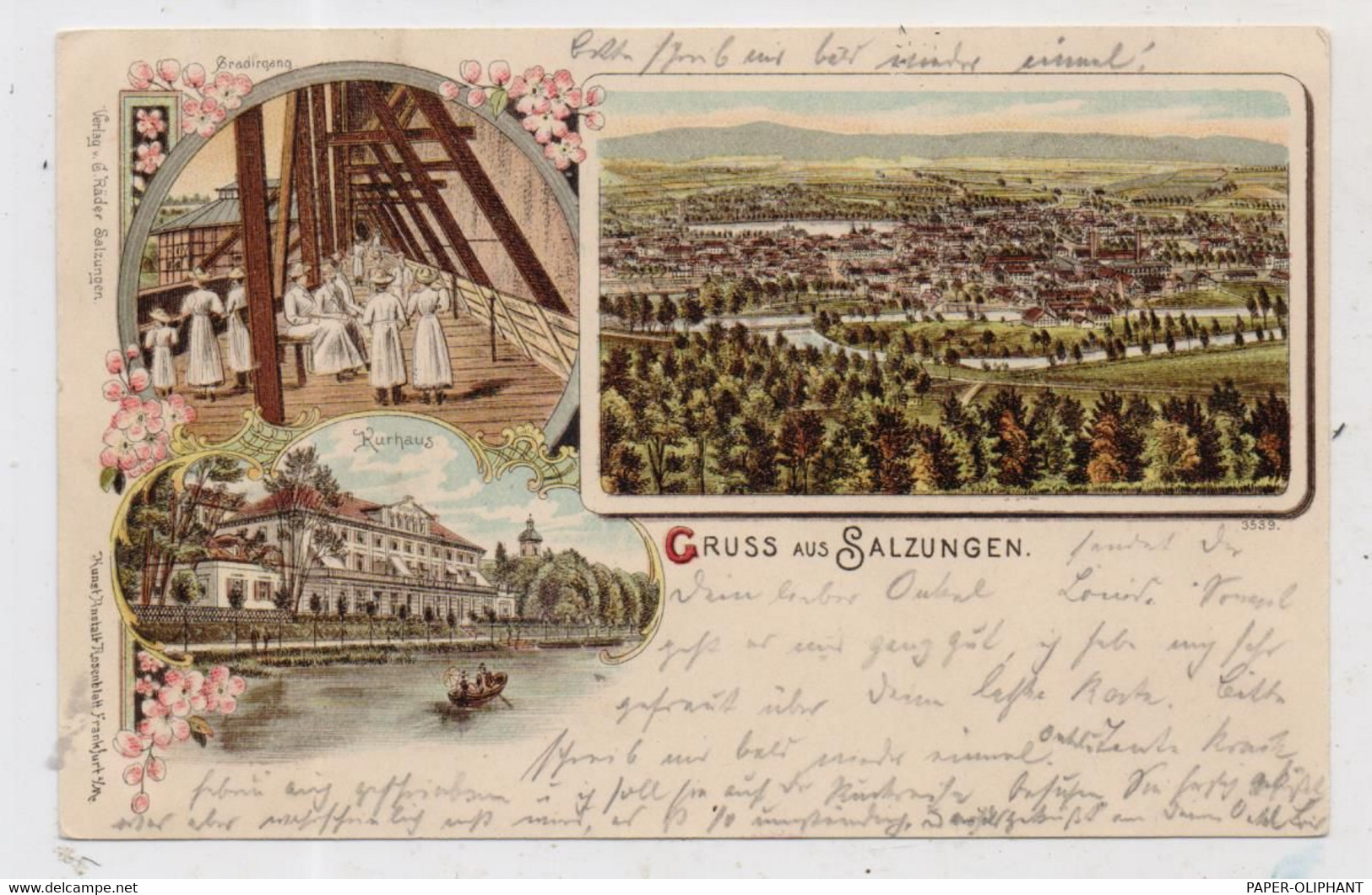 0-6200 BAD SALZUNGEN, Lithographie 1899, Gradiergang, Kurhaus, Ortsansicht - Bad Salzungen