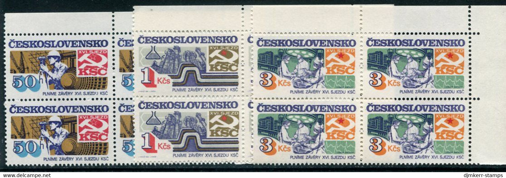 CZECHOSLOVAKIA 1983 Socialist Construction Blocks Of 4 MNH / **.  Michel 2730-32 - Unused Stamps