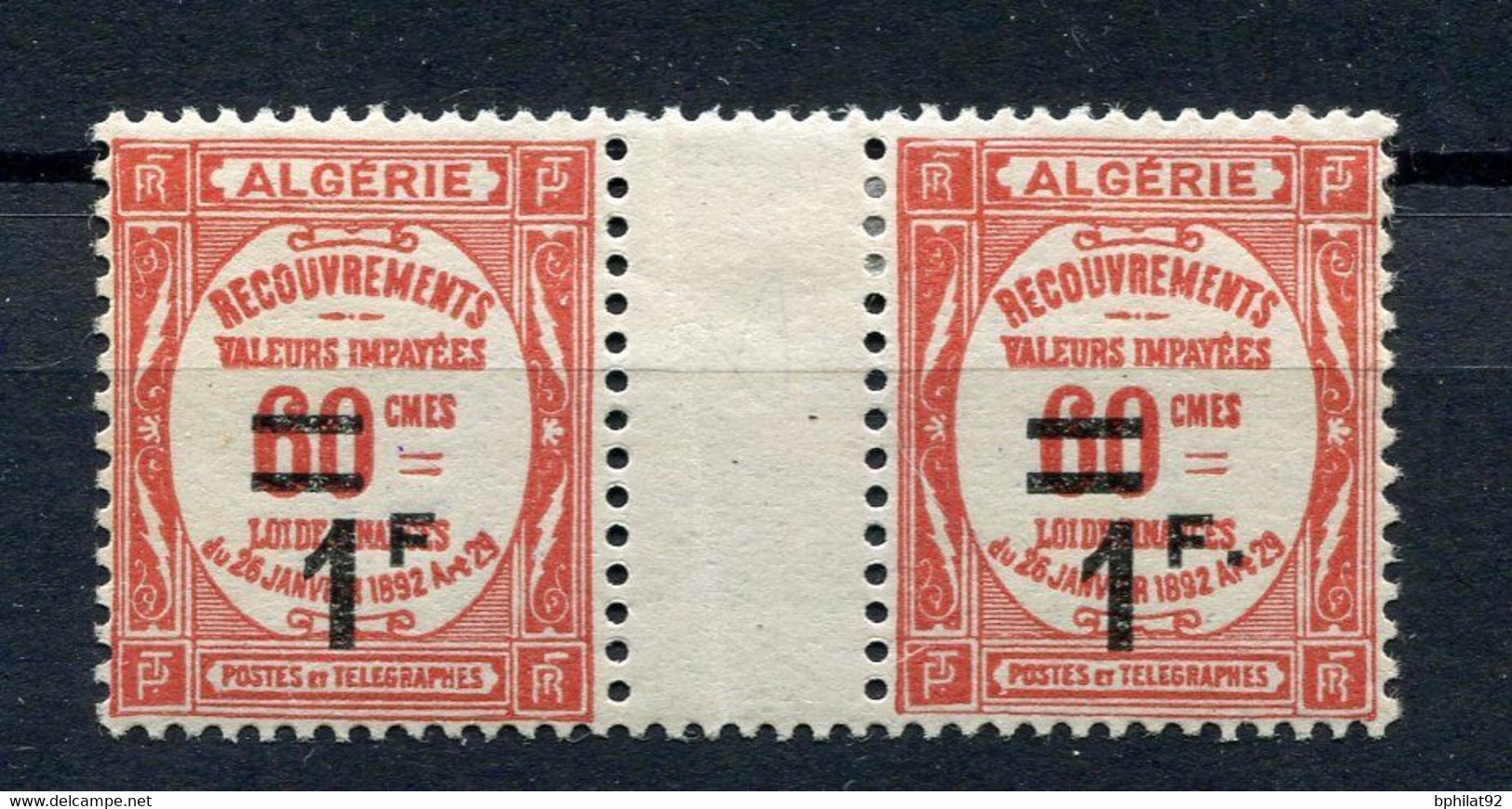 !!! ALGERIE : PAIRE DE TAXES N°23/23a SANS POINT APRES F NEUVE * - Timbres-taxe