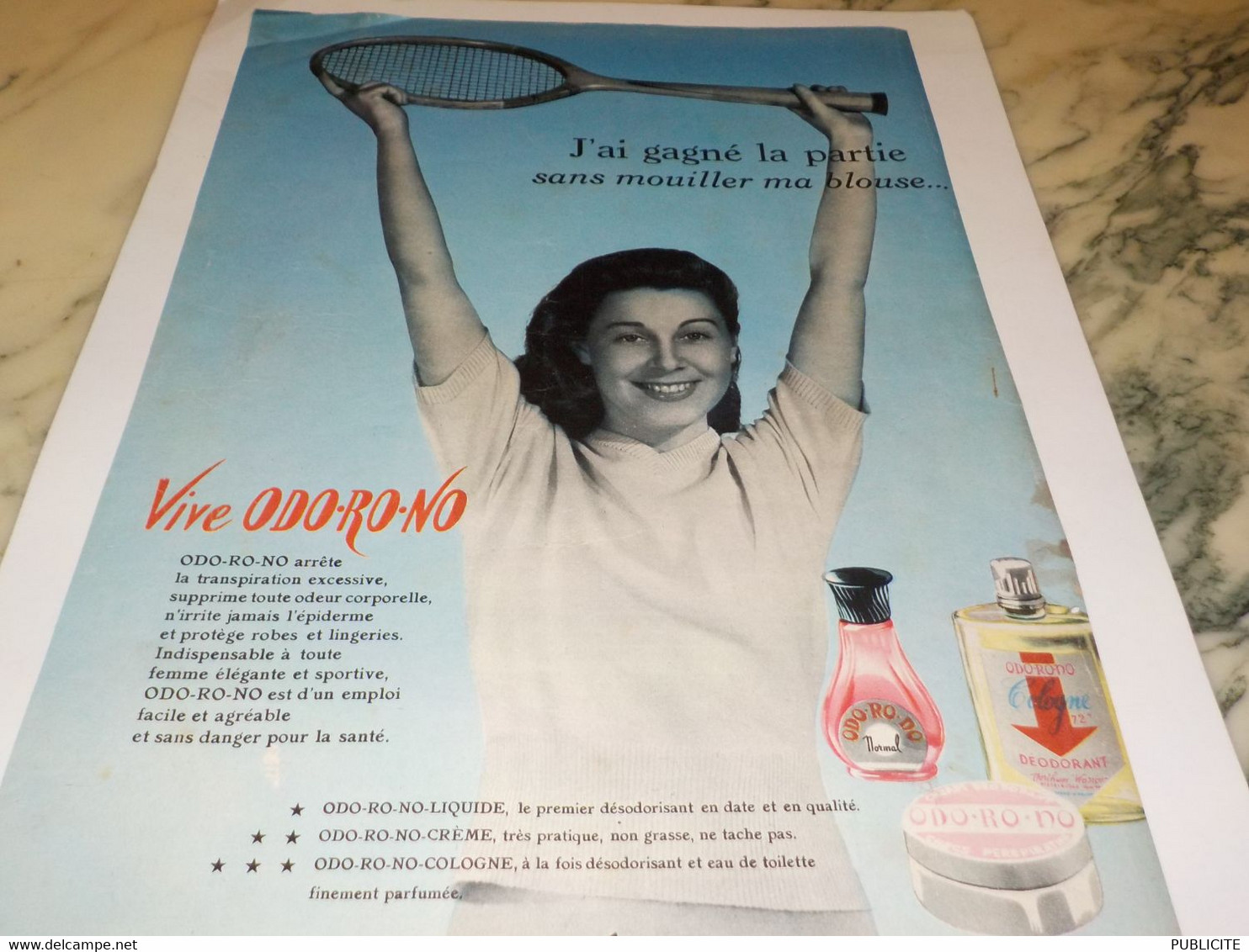 ANCIENNE PUBLICITE J AI GAGNE LA PARTIE  ODORONO   1950 - Altri & Non Classificati