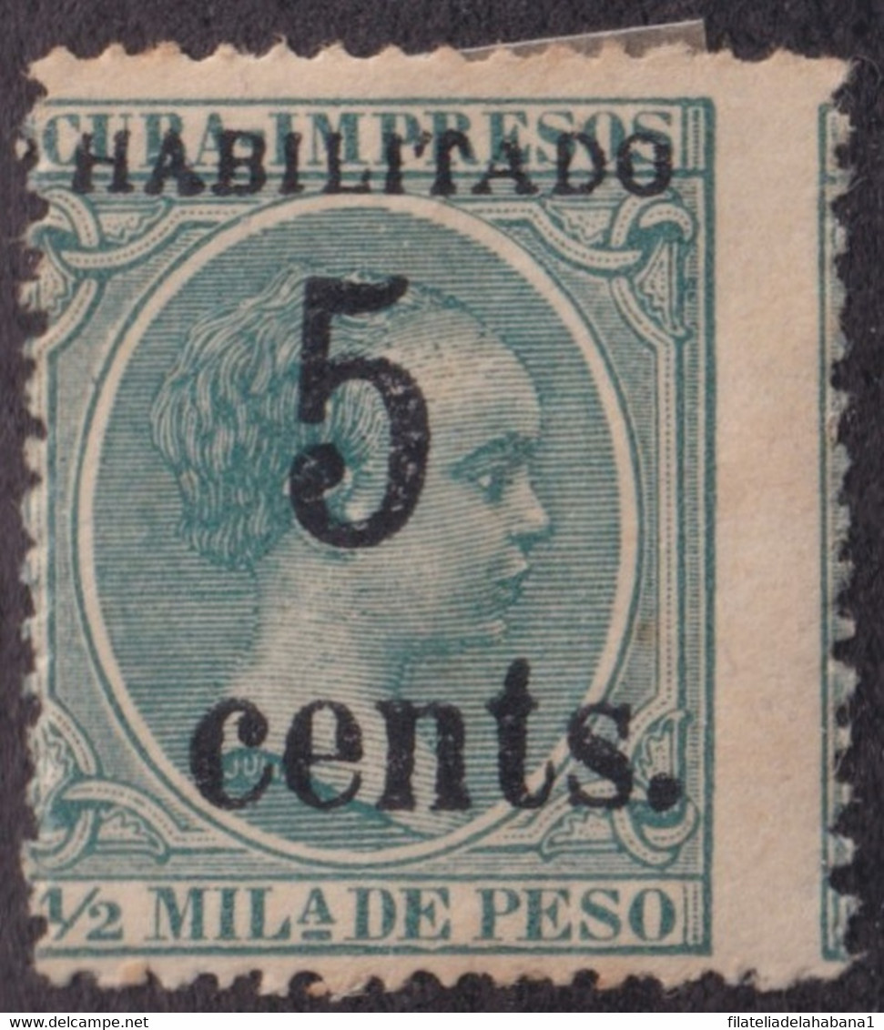 1899-591 CUBA US OCCUPATION ANTILLES 1899 PUERTO PRINCIPE 5c S. 1/2mls. PHILATELIC FORGERY. SECOND ISSUE. - Unused Stamps