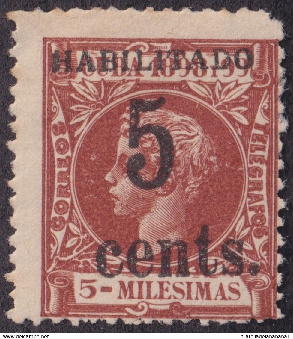 1899-592 CUBA US OCCUPATION ANTILLES 1899 PUERTO PRINCIPE 5c S. 5mls. PHILATELIC FORGERY. FIRST ISSUE. - Unused Stamps