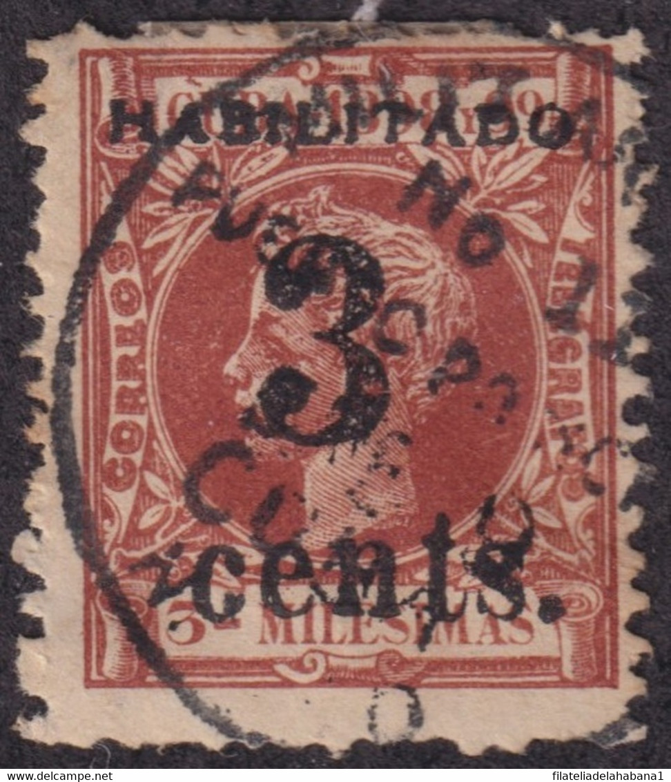 1899-593 CUBA US OCCUPATION ANTILLES 1899 PUERTO PRINCIPE 3c S. 3mls. PHILATELIC FORGERY. FIRST ISSUE. - Gebraucht