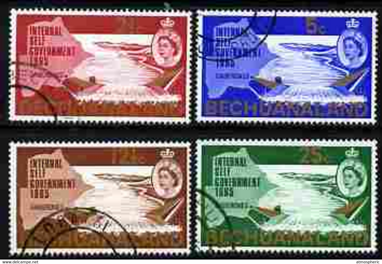 Bechuanaland 1965 New Constitution (Dam & Map) Set Of 4 The 2.5c With Inverted Watermark All Fine Cds Used, SG 186-89 - 1965-1966 Autonomia Interna