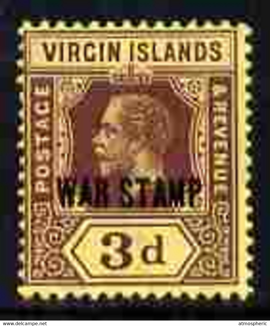 British Virgin Islands 1916-19 KG5 3d Purple On Yellow Opt'd WAR TAX Unmounted Mint SG 79 - Iles Vièrges Britanniques