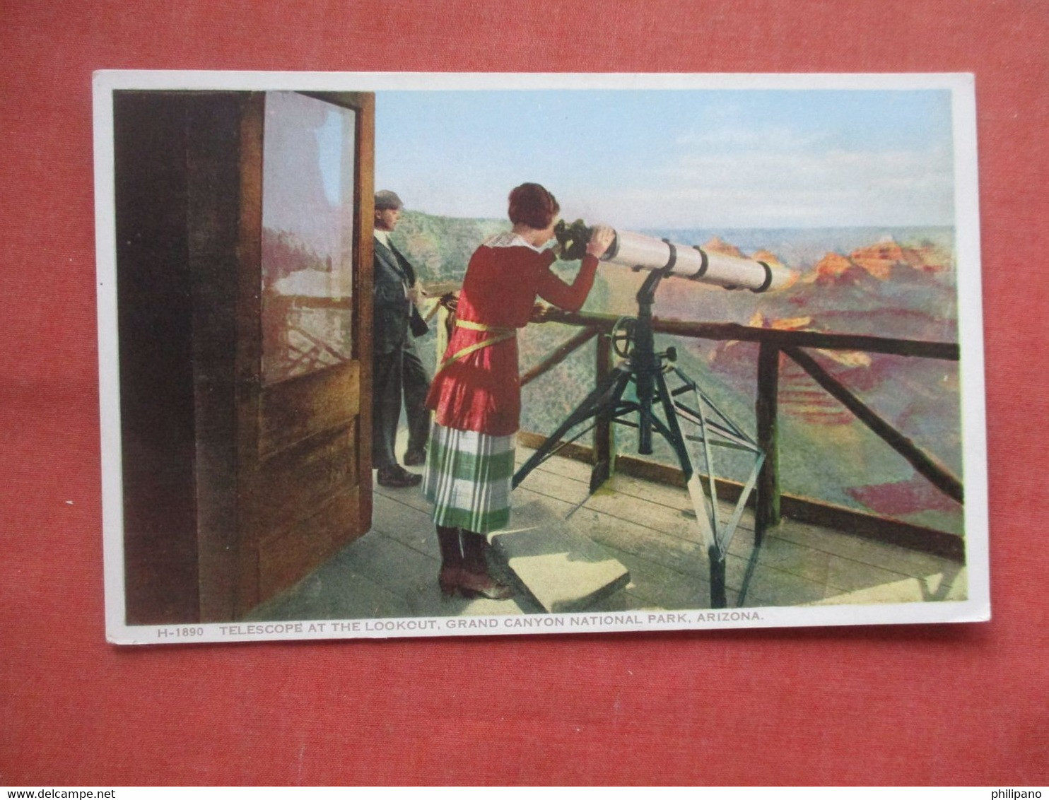 Fred Harvey.  H 1890 Telescope At The Lookout.     Grand Canyon Arizona > Grand Canyon    Ref  5285 - Grand Canyon