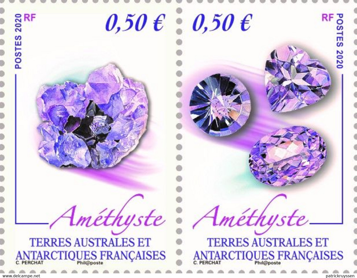 Fsat 2020 Taaf Antarctic Minerals Mineraux Minerali Mineralen AMETHYSTE 2v Mnh - Unused Stamps