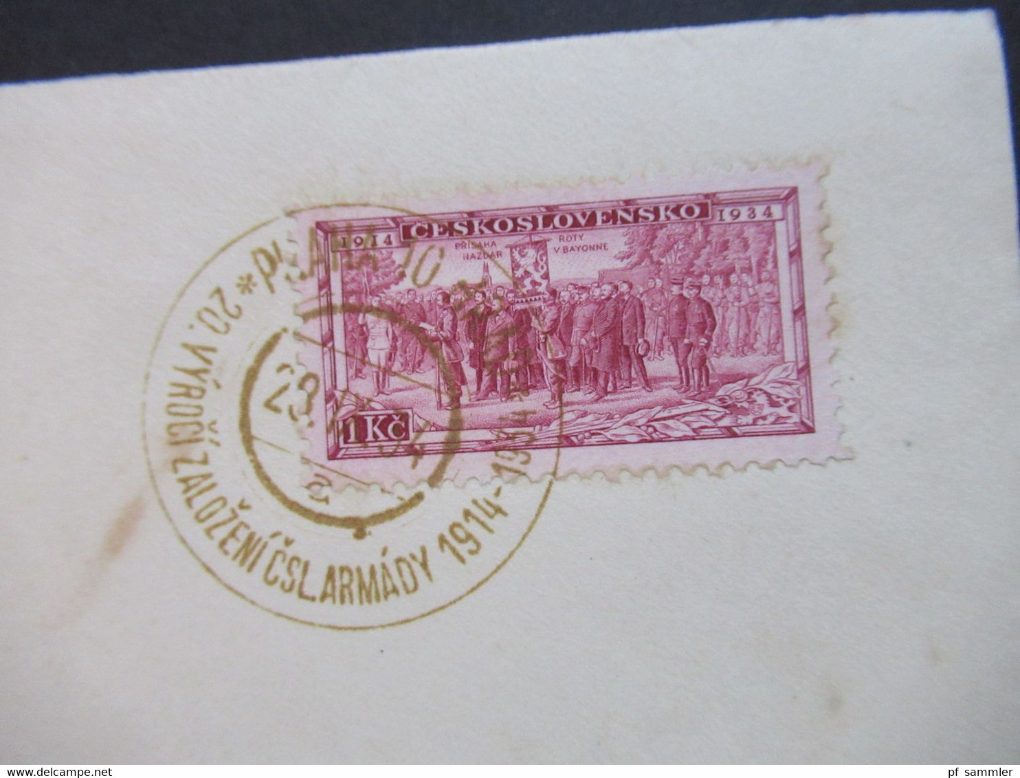 CSSR 1934 Nr.323 20 Jahre Tschechoslowakische Legionen Mit Sonderstempel Briefvorderseite / VS - Briefe U. Dokumente