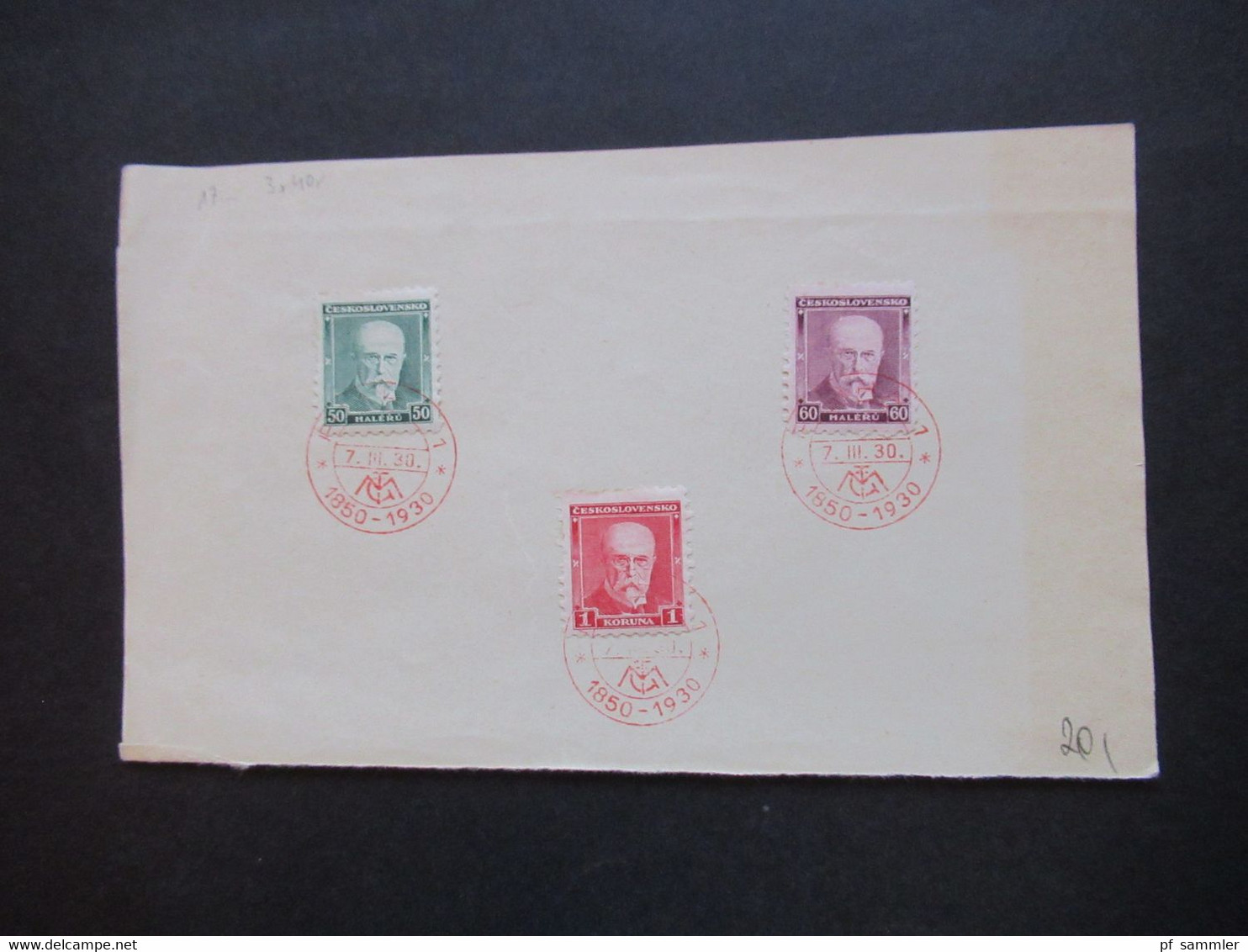 CSSR 1930 Freimarken Präsident Massaryk Nr.295 / 297 Blanko Zettel Mit Rotem Sonderstempel Praha 1 1850 - 1930 - Covers & Documents