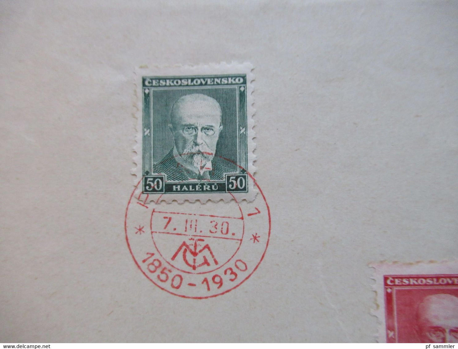 CSSR 1930 Freimarken Präsident Massaryk Nr.295 / 297 Blanko Zettel Mit Rotem Sonderstempel Praha 1 1850 - 1930 - Storia Postale