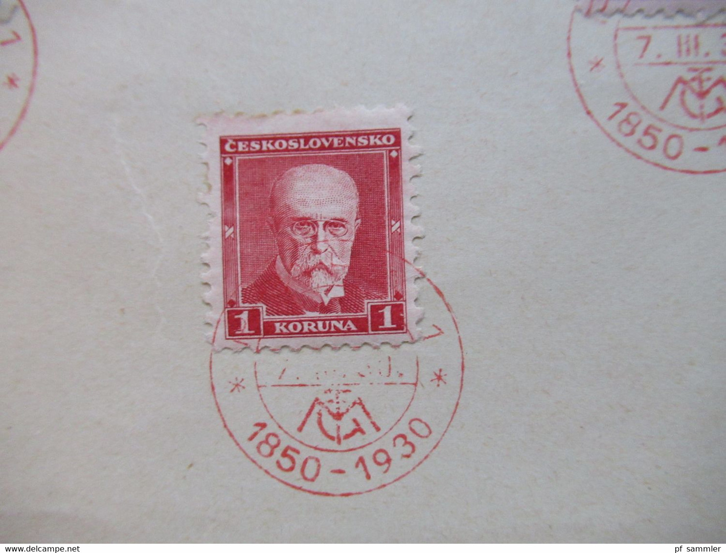 CSSR 1930 Freimarken Präsident Massaryk Nr.295 / 297 Blanko Zettel Mit Rotem Sonderstempel Praha 1 1850 - 1930 - Briefe U. Dokumente