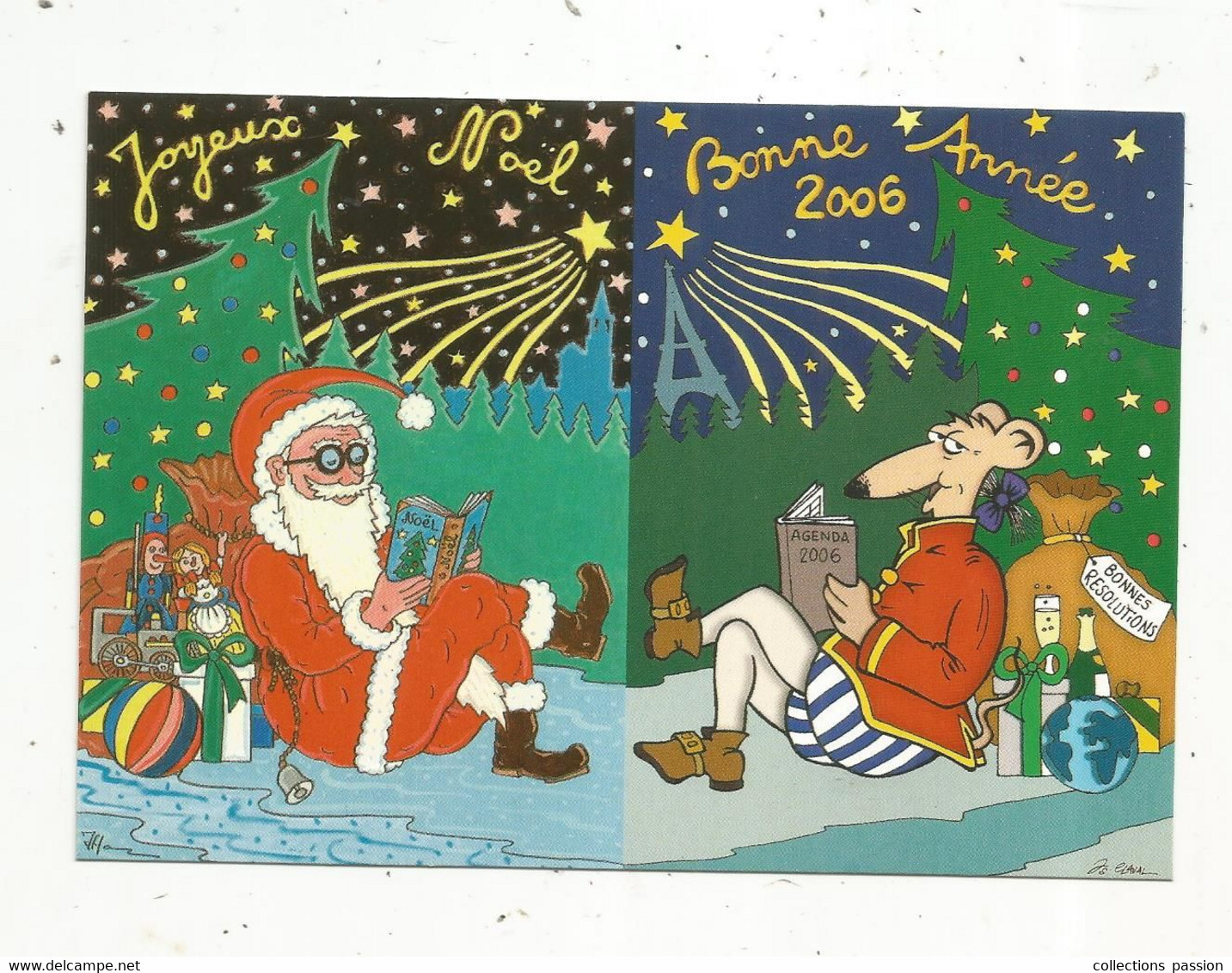 Cp, Illustrateur , Signée Et Dédicacée HAMM , JOYEUX NOEL  ,BONNE ANNEE 2006 ,vierge - Hamm