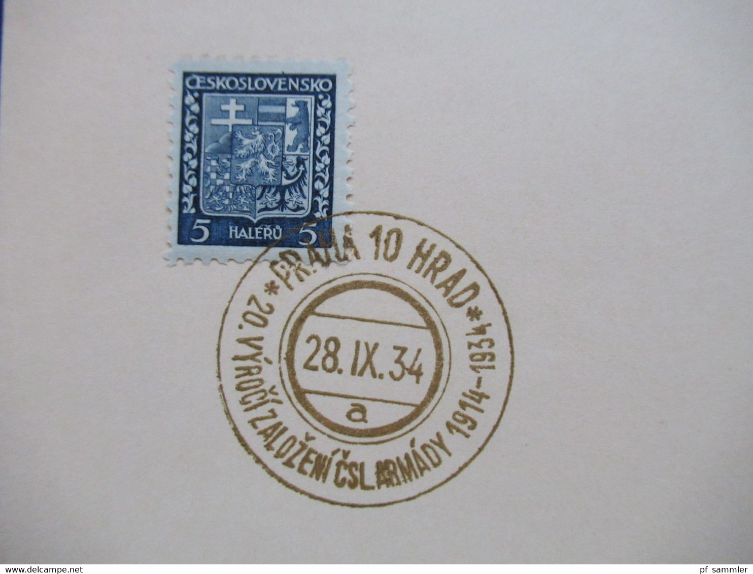 CSSR 1934 Staatswappen Nr.277 Mit 3x SST / Sonderstempel In Gold Praha 10 Hrad 20. Vyroci Zalozni Csl Armady 1914 - 1934 - Briefe U. Dokumente