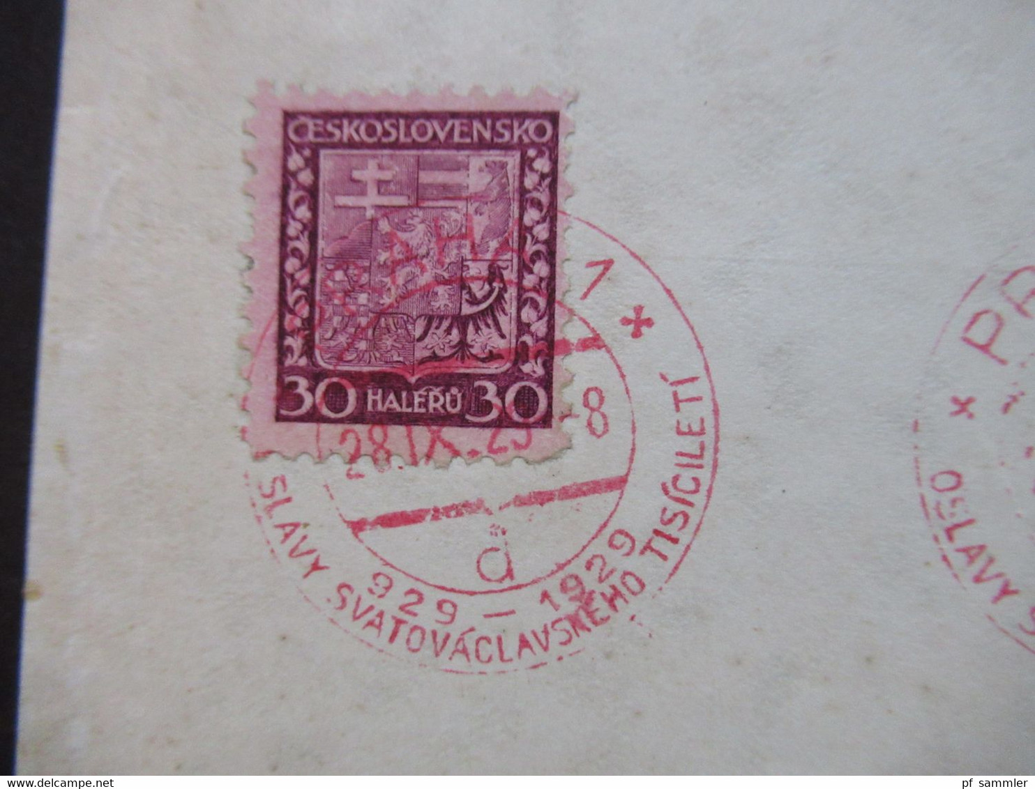 CSSR 1934 Staatswappen Nr.279 / 282 Teilweise Randstücke Mit 4x SST / Sonderstempel In Rot Praha 1 - Storia Postale