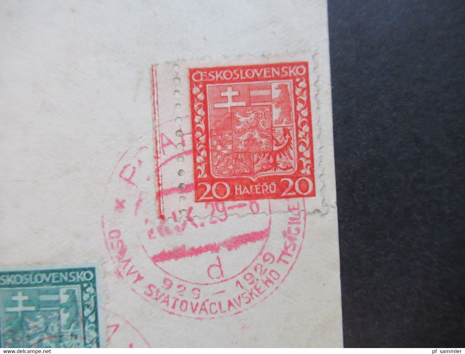 CSSR 1934 Staatswappen Nr.279 / 282 Teilweise Randstücke Mit 4x SST / Sonderstempel In Rot Praha 1 - Storia Postale