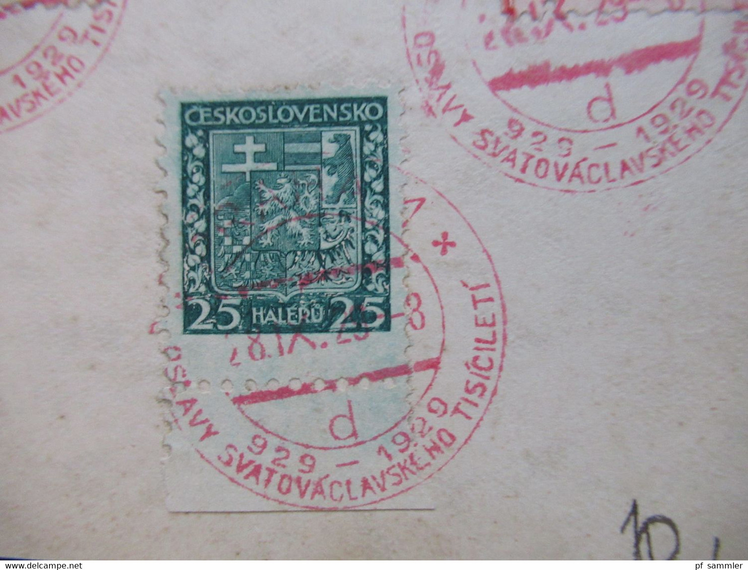 CSSR 1934 Staatswappen Nr.279 / 282 Teilweise Randstücke Mit 4x SST / Sonderstempel In Rot Praha 1 - Storia Postale