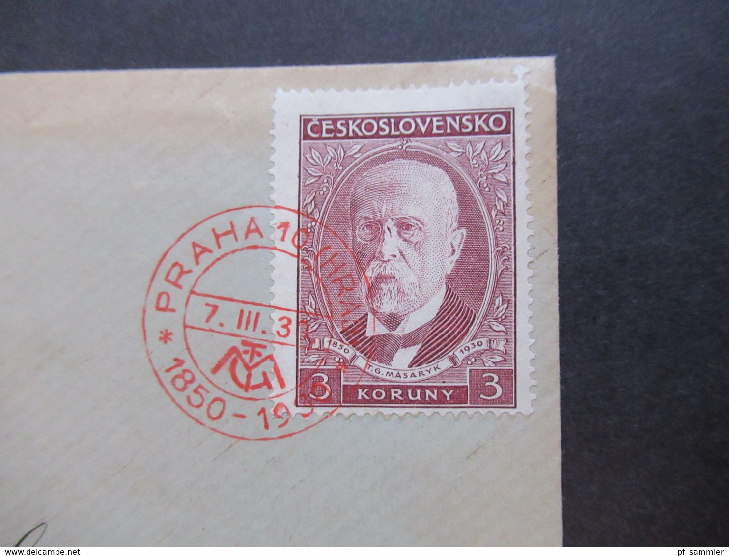 CSSR 1930 Thomas Garigue Massaryk Nr.300 Mit 2x SST / Sonderstempel In Rot Praha 10 (Hrad) - Covers & Documents