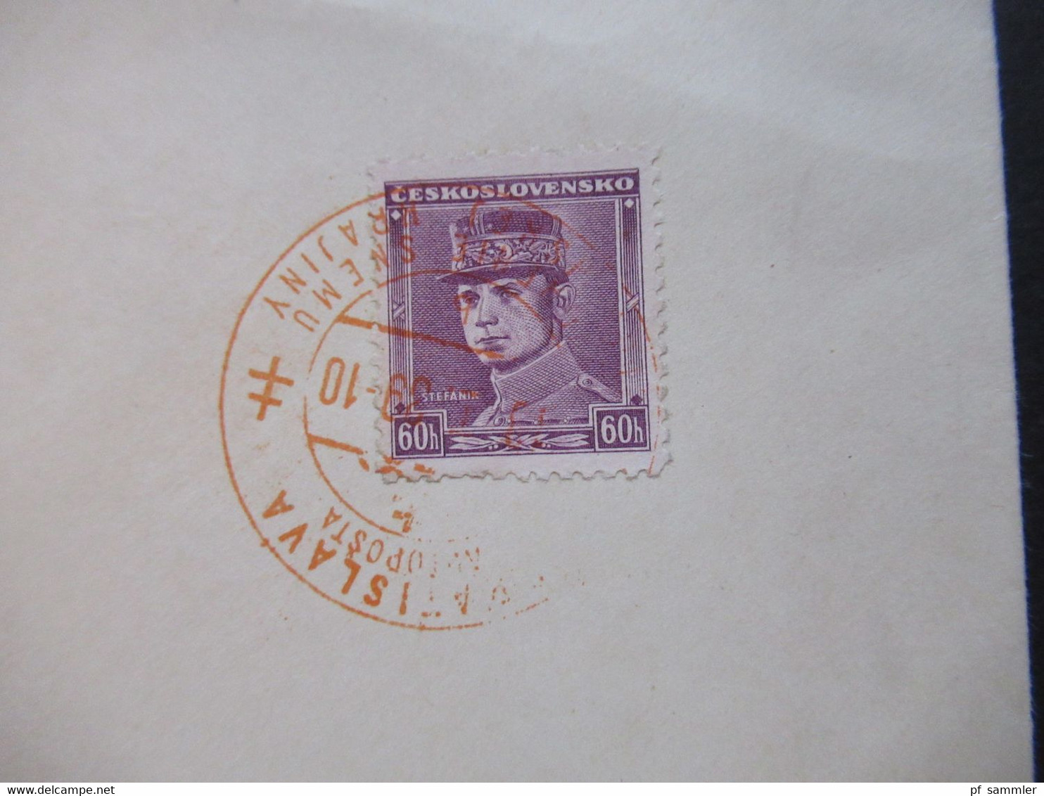 CSSR 1935 Nr.349 SST / Sonderstempel In Ornage Bratislava Umschlag Dr. Gejza Markovich Advokat Bratislava - Briefe U. Dokumente