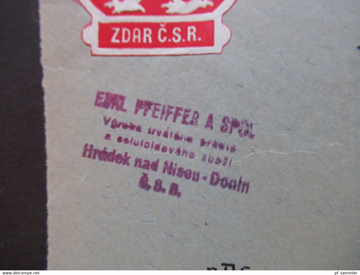 Sudetenland 1945 Aufkleber Zdar C.S.R. Vorderseite / Briefstück Grottau Gau Sudetenland - Storia Postale