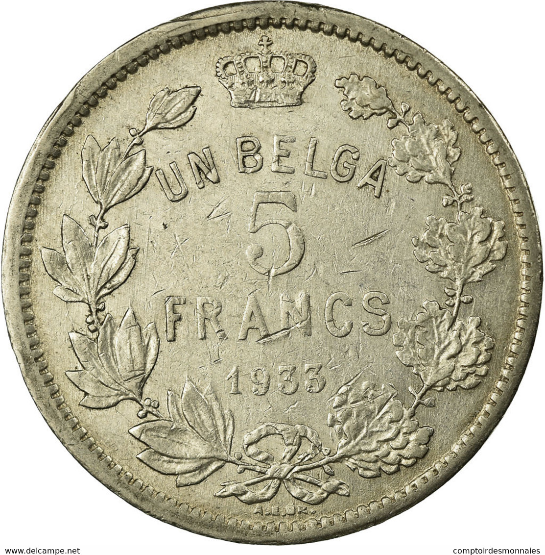 Monnaie, Belgique, 5 Francs, 5 Frank, 1933, TTB, Nickel, KM:97.1 - 5 Frank & 1 Belga