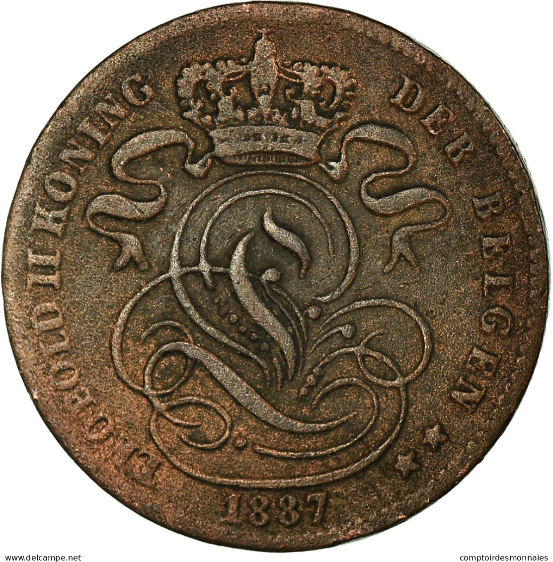 Monnaie, Belgique, Leopold II, Centime, 1887, TB+, Cuivre, KM:34.1 - 1 Centime