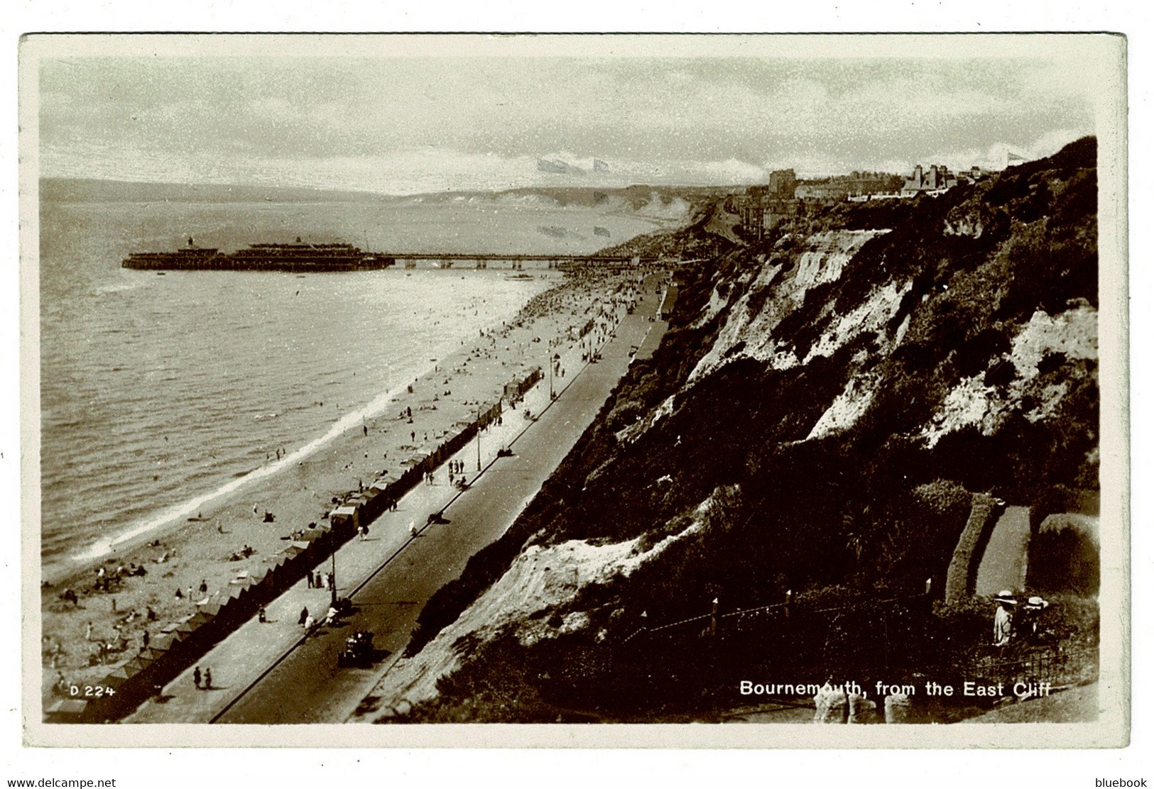 Ref 1500 - 1929 Real Photo Postcard - Bournemouth From East Cliff - 1d PUC Stamp - Dorset Ex Hampshire - Bournemouth (until 1972)