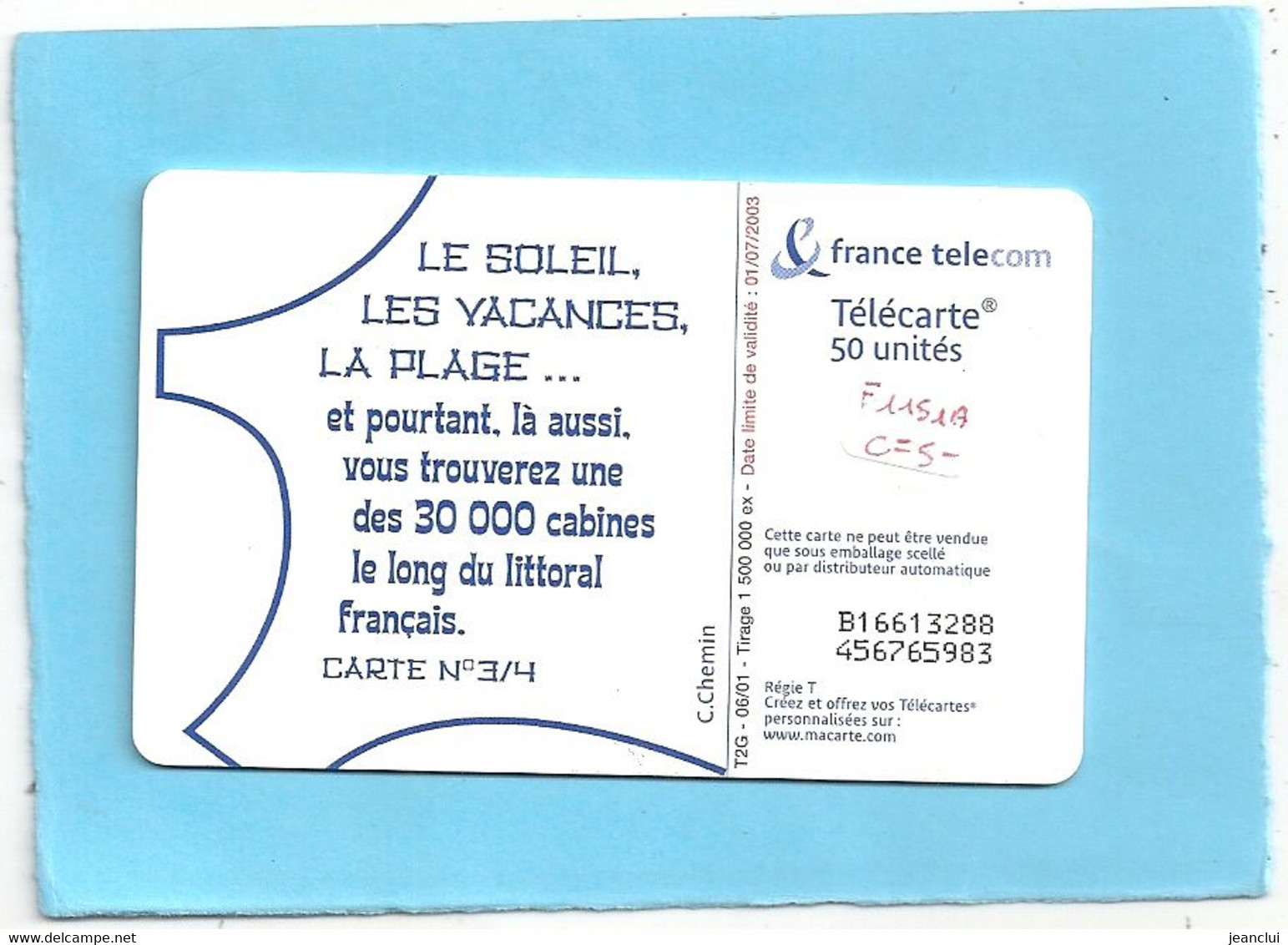 F 1151 A - LES VACANCES 3 . 06/01 . GEM 2  . COTE = 5 €  .  2 SCANES - 2001