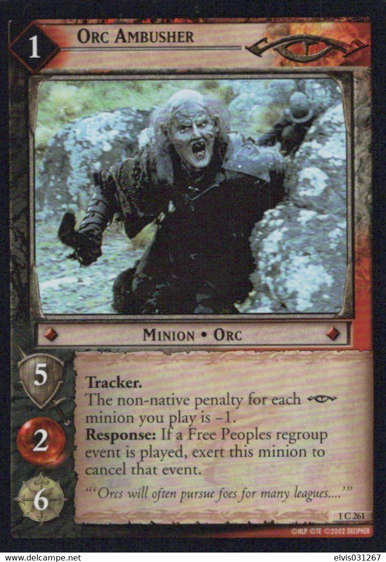 Vintage The Lord Of The Rings: #1 Orc Ambusher - EN - 2001-2004 - Mint Condition - Trading Card Game - Herr Der Ringe