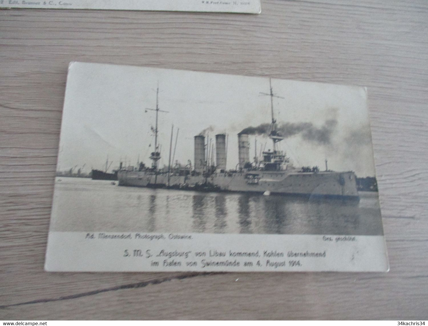 CPA Allemagne Deutschland Marine De Guerre 2 Cachets Au Dos S.M.S. Augsbur 1914 - Krieg