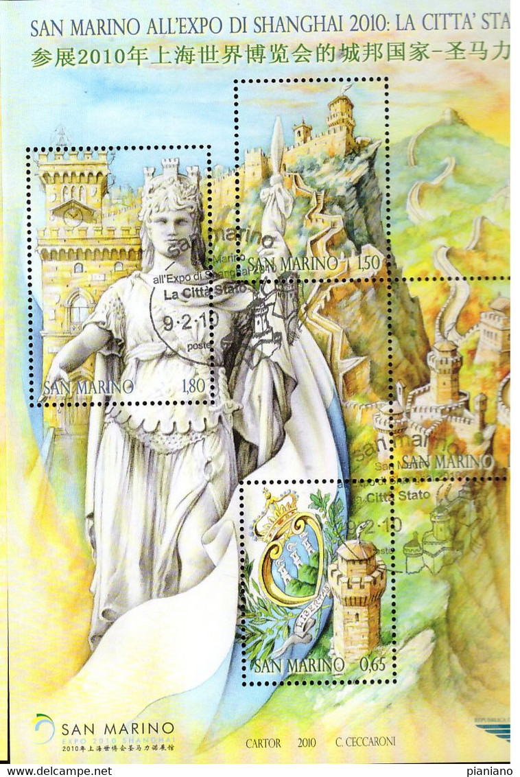 PIA - SAN  MARINO. - 2010 : San Marino All' Expo Di Shanghai  - (SAS  Bf 98) - Used Stamps