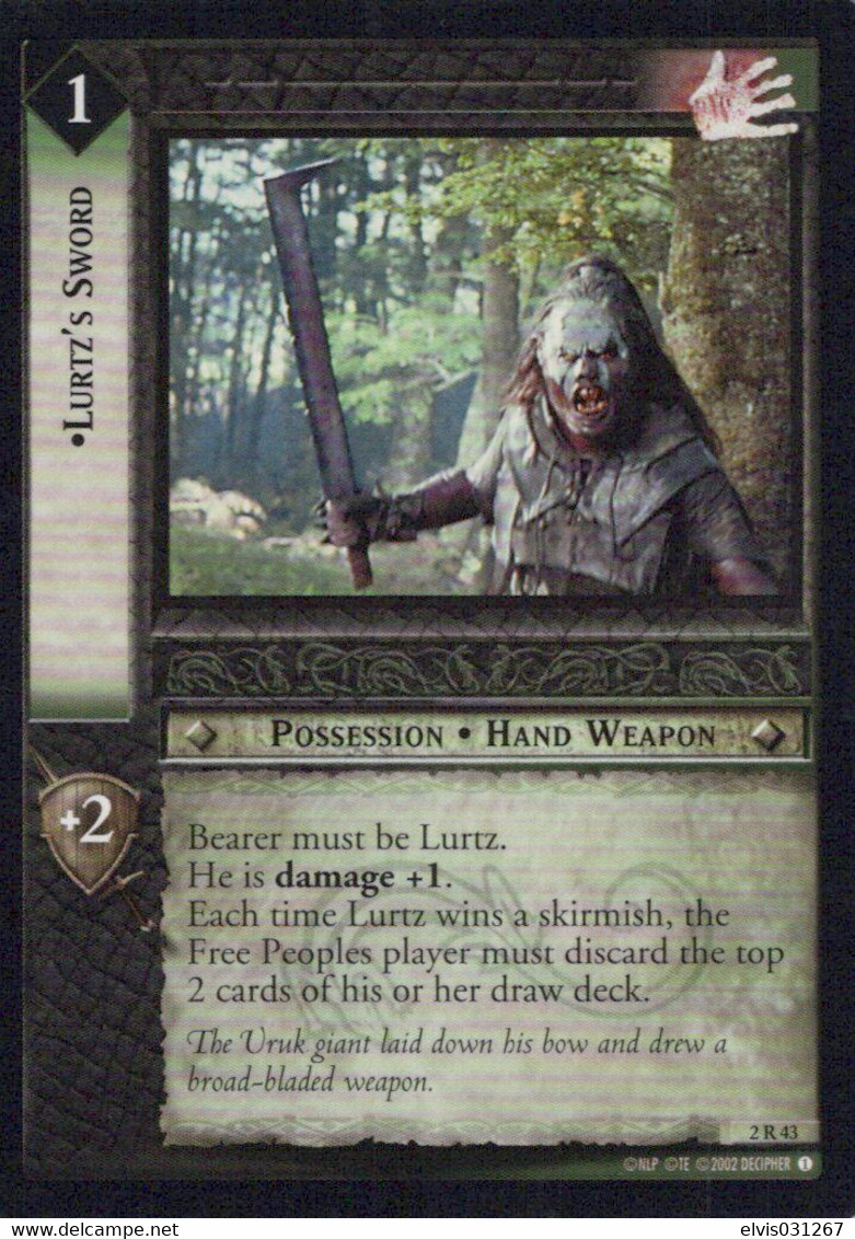 Vintage The Lord Of The Rings: #1 Lurtz's Sword - EN - 2001-2004 - Mint Condition - Trading Card Game - Il Signore Degli Anelli