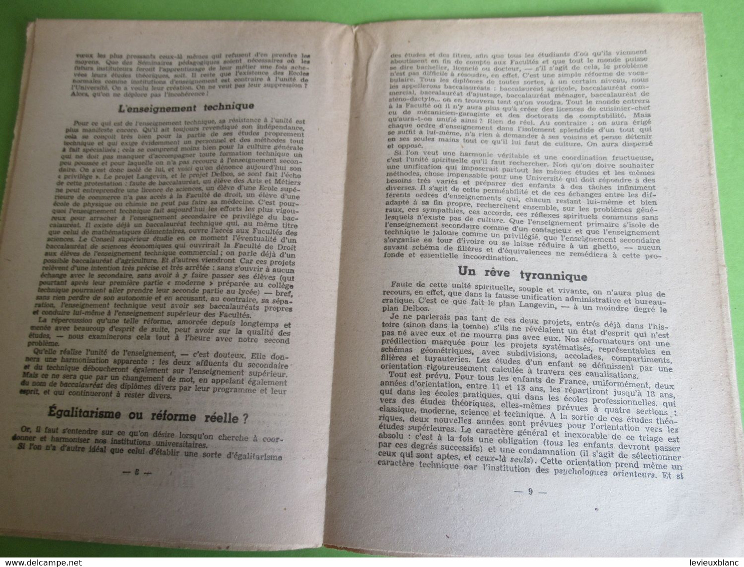 Fascicule/La Réforme De L'Enseignement/Une étude De Jean ROLIN/Supplément à "La CROIX"/1951       CAN860 - Godsdienst & Esoterisme
