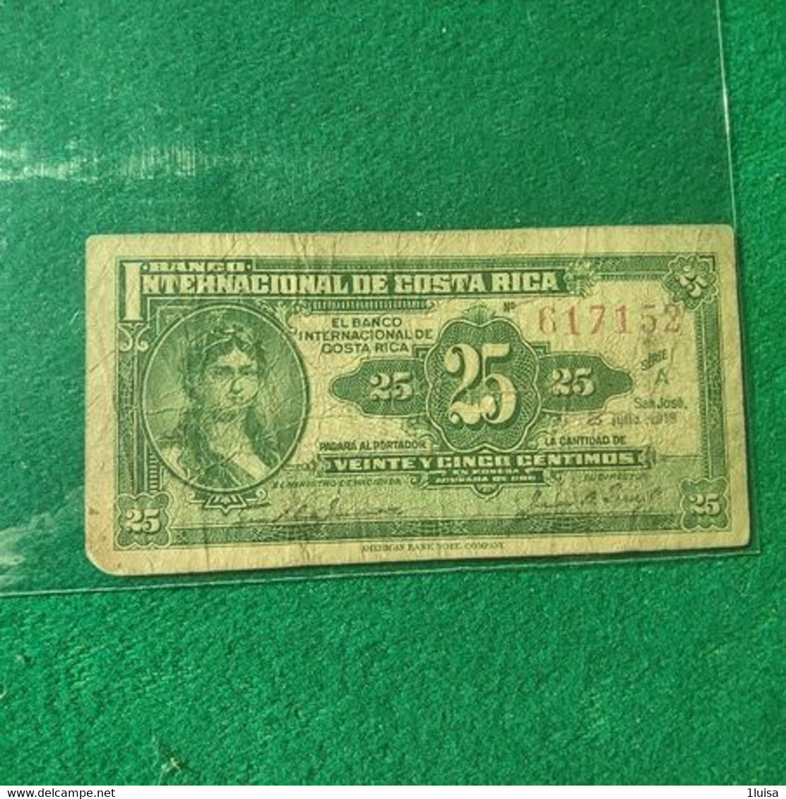 COSTA RICA 25 CENTIMOS 1919 - Costa Rica