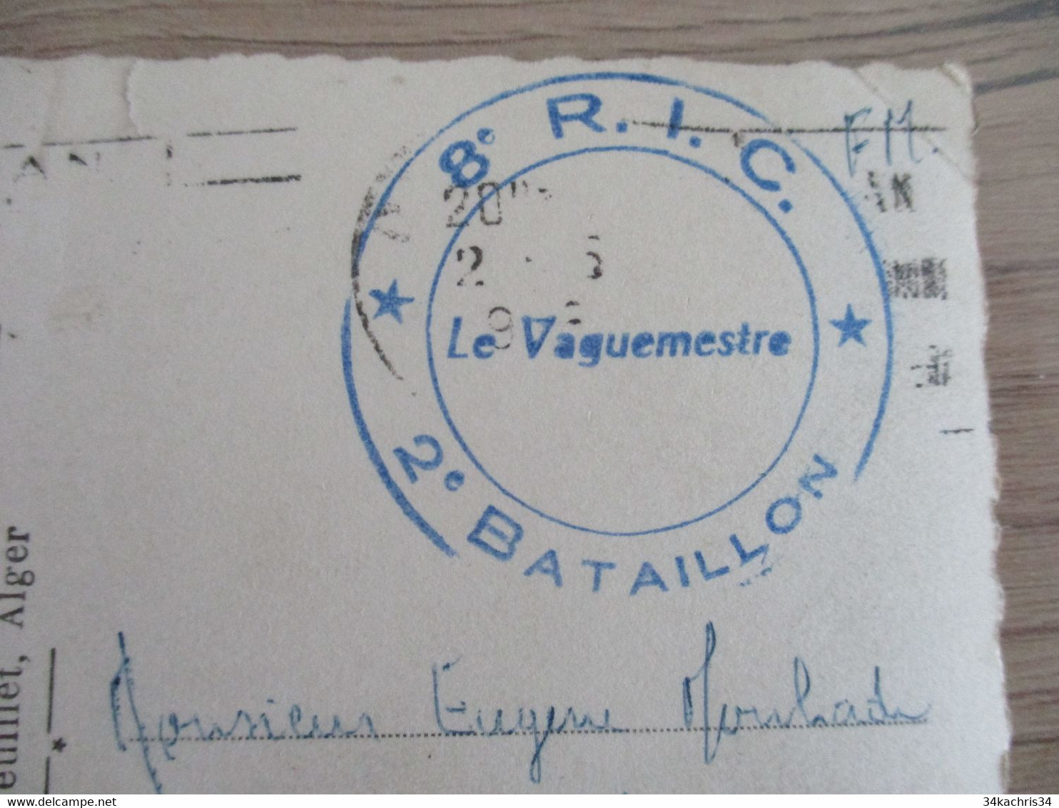 SUR CPA Oran Algérie Cachet Bleu 8 ème R.I.C. 2 ème Bataillon - Military Postmarks From 1900 (out Of Wars Periods)