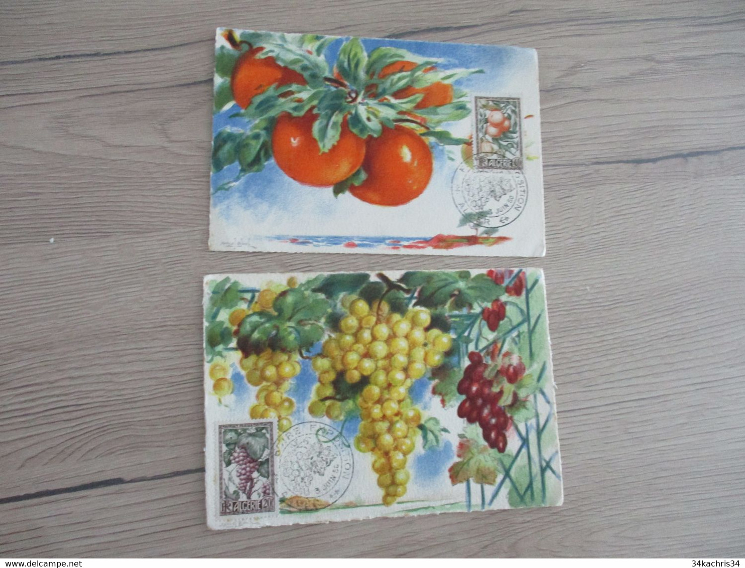 X2 Carte Maximum Algérie Fruits - Storia Postale
