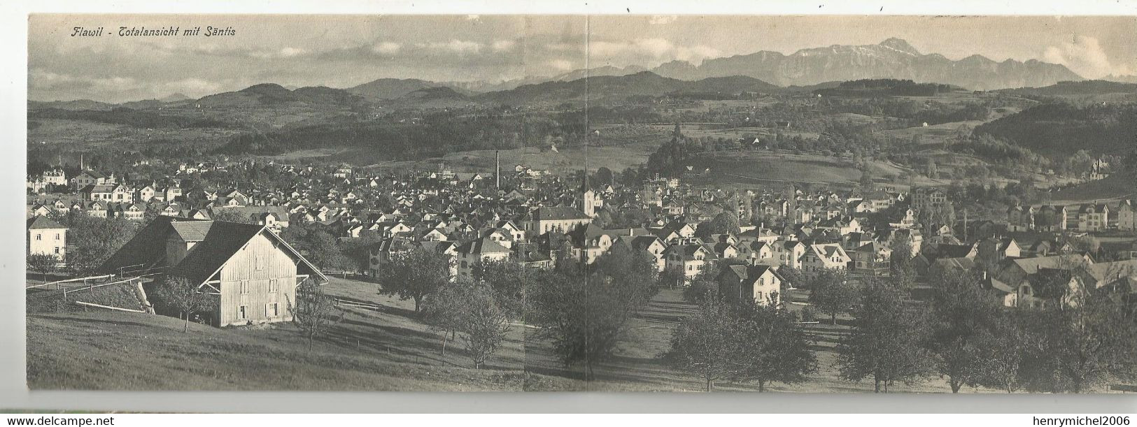 Suisse Sg St Gall Flawil Totalnsicht Mit Santis  Carte Double Panoramique - Flawil