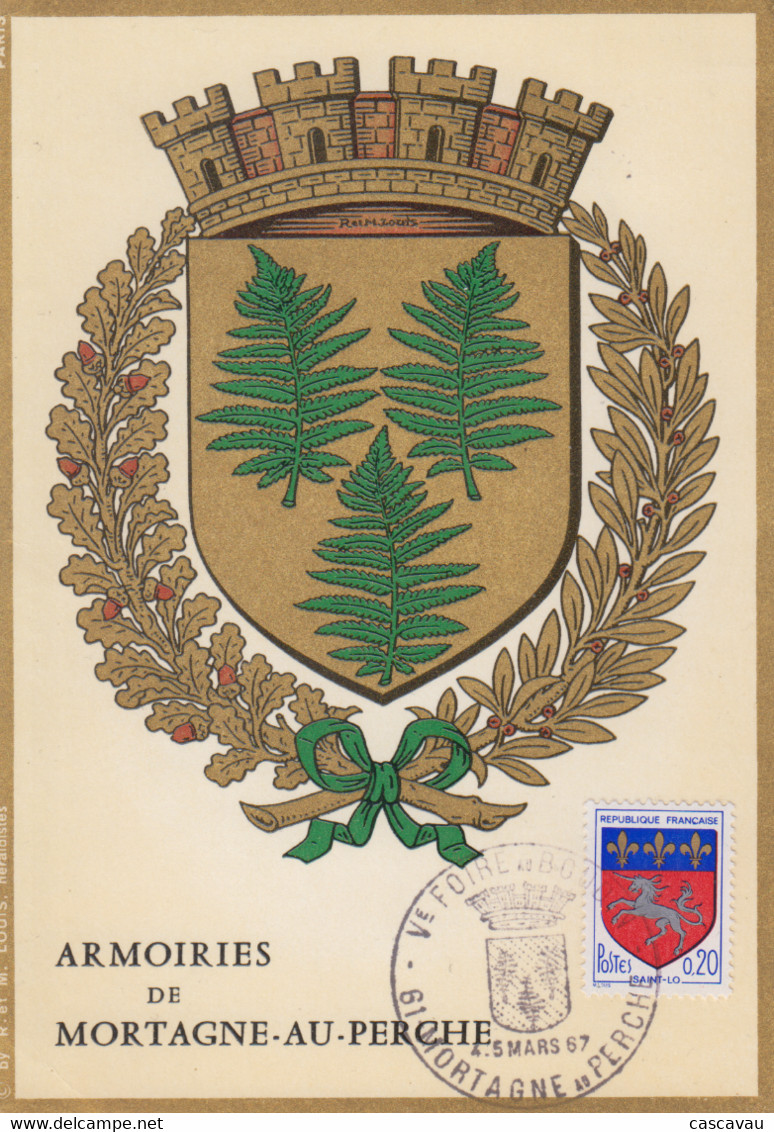 Carte   FRANCE   Véme   Foire  Au   Boudin    Armoiries  De   MORTAGNE  AU   PERCHE   1967 - Autres & Non Classés