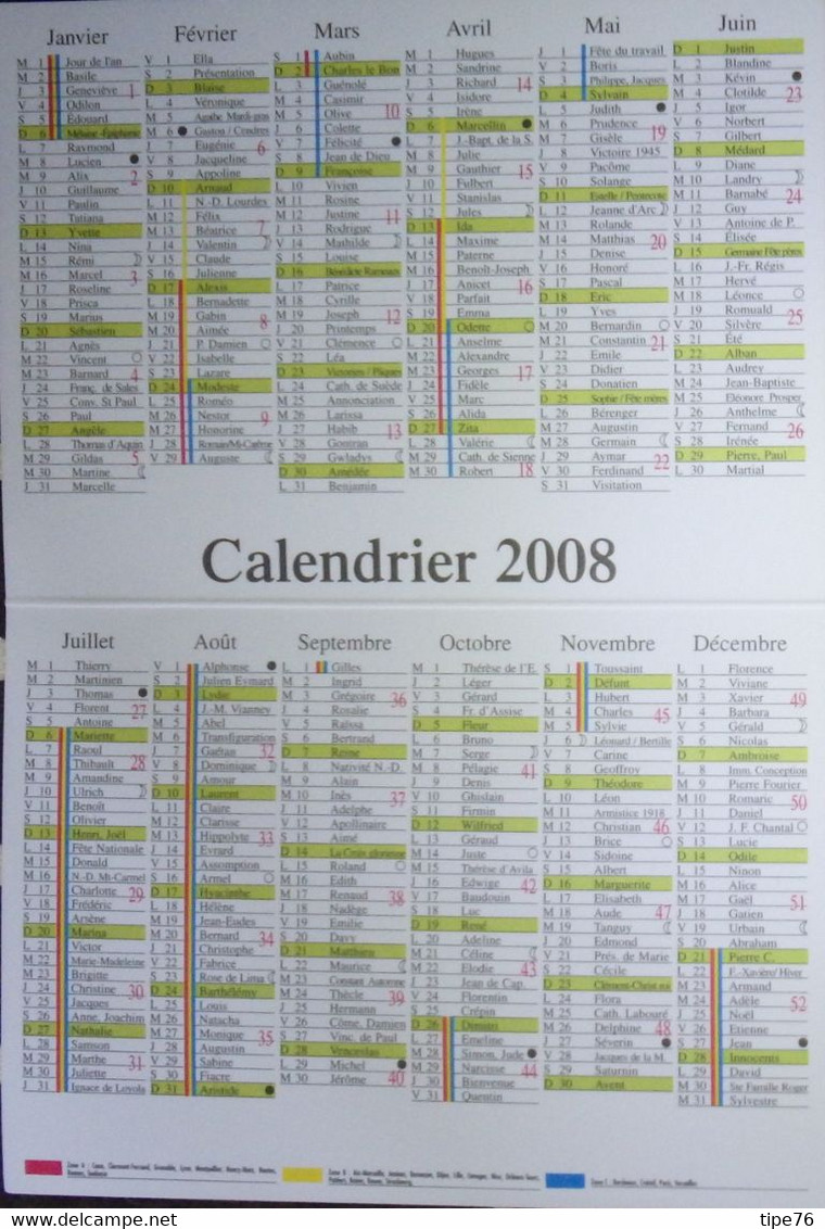 Petit Calendrier Poche 2008 Pharmacie Le Palais Sur Vienne - Fruits Pistache Noix Pruneau - Petit Format : 2001-...