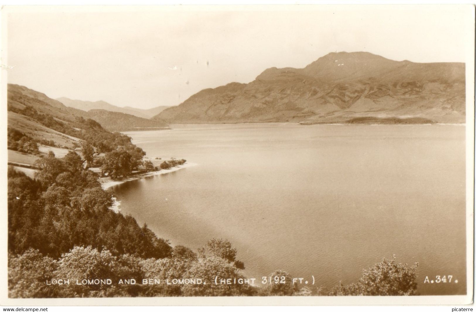 Loch Lomond & Ben Lomond-height 3192 Ft.(Valentine A.347-Real Photograph) - Dunbartonshire