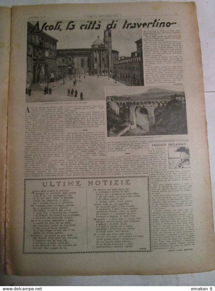 # CORRIERE DEI PICCOLI N 15 /1934 - ASCOLI LE CITTA' DEL TRAVERTINO - Corriere Dei Piccoli
