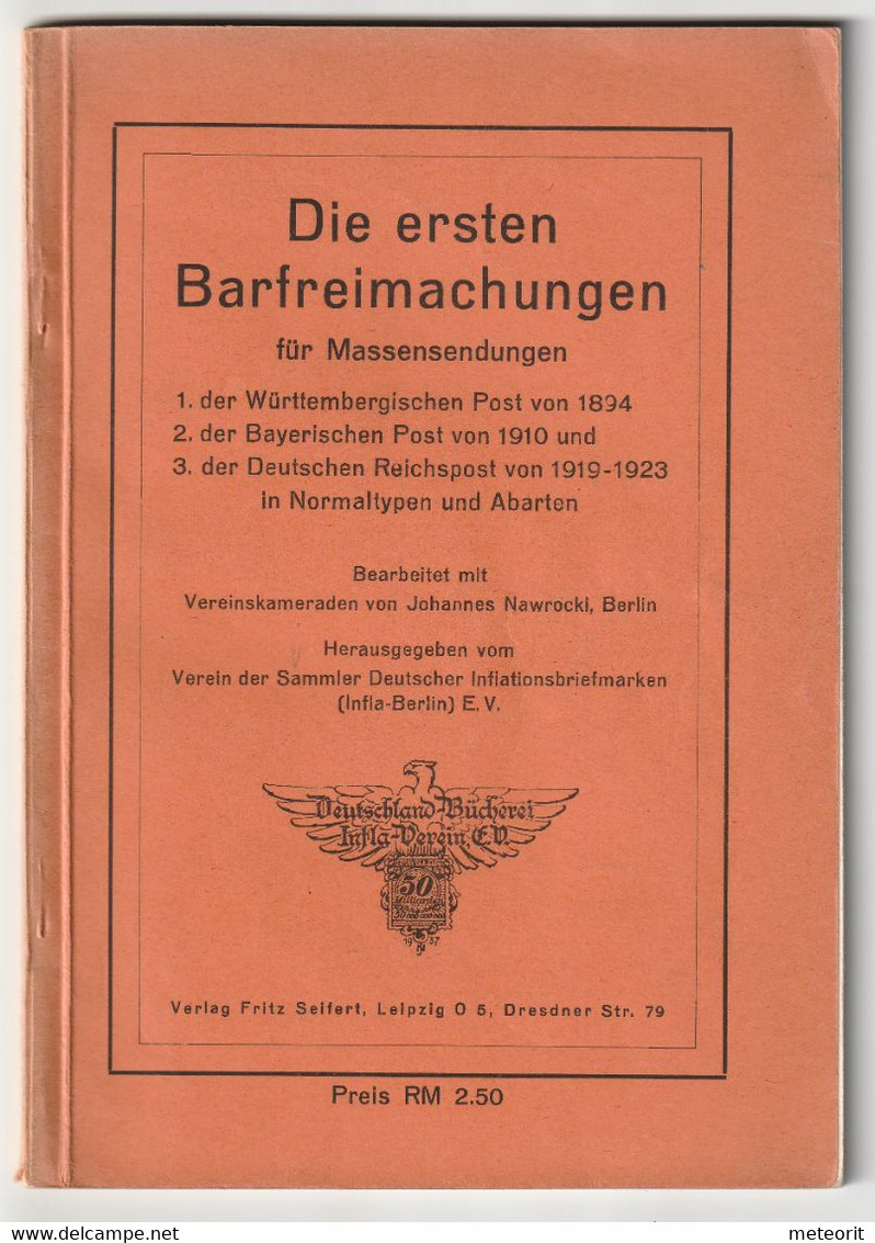 "Die Ersten Barfreimachungen Für Massensendungen", Hand- Und Preisbuch Bearbeitet Von J, Nawrocki, 80 Seiten, Viele - Handbooks