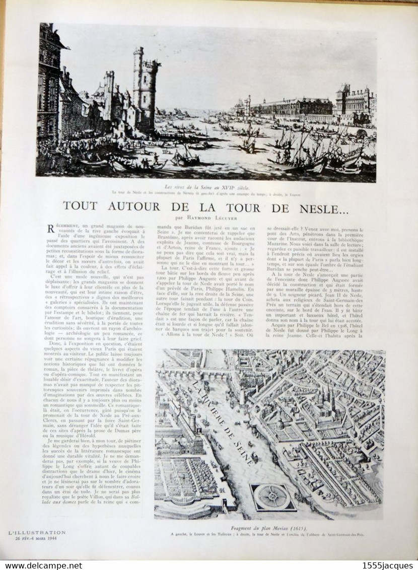 L'ILLUSTRATION N° 5268-5269 28-02 ET 4-03-1944 MARSEILLE TOUR DE NESLES  JEAN ANOUILH STÉRÉOPHONIE TAXI PARIS HENRI IV