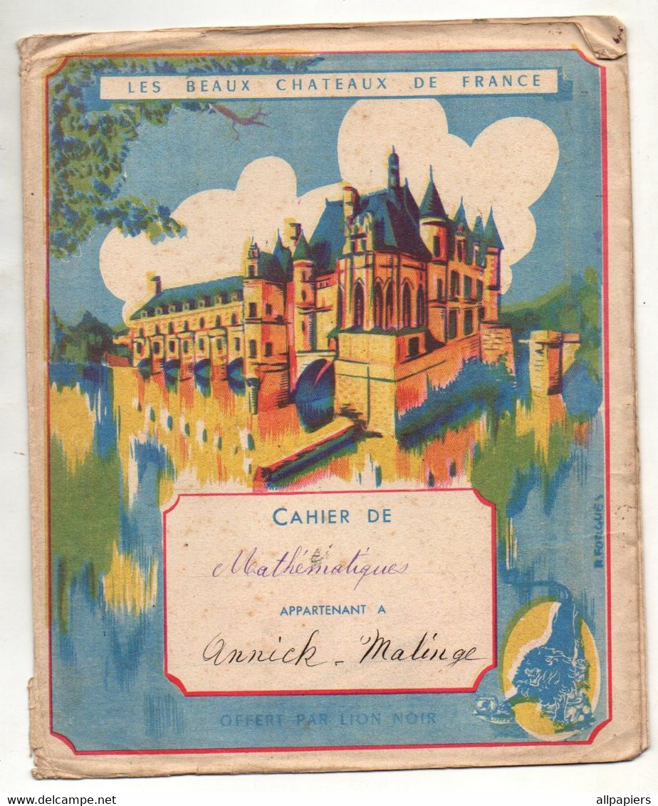 Protège-cahiers Les Beaux Châteaux De France Offert Par Lion Loir Avec Au Verso Vildo Lion Noir - Protège-cahiers