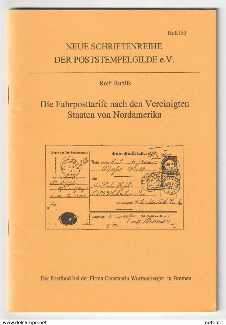 "Die Fahrposttarife Nach Den Vereinigten Staaten Von Nordamerike", Von Rolf Rohlfs, 30 Seiten, Viele Abbildungen Und - Handbooks